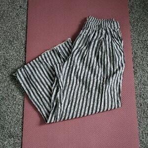 Aerie Street Trouser Pajama Pant, Black and White Striped- size Large
